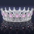 Luxury Retro Gold Color Pink Crystal Round Bridal Crown Classic Baroque Rhinestone Diadem Tiaras Women Wedding Hair Accessories Tiaras by DSERS