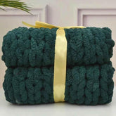 Hand Chunky Knitted Blanket Handmade Coarse Wool Woven Blanket Chenille Thick Blanket Sofa Blanket Photography Prop Blanket by DSERS