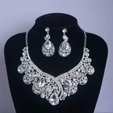 Luxury Big Rhinestone Bridal Jewelry Sets Silver Plated Crystal Crown Tiaras Choker Necklace Earrings Sets Wedding Accessories Tiaras by DSERS