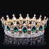 Luxury Retro Gold Color Pink Crystal Round Bridal Crown Classic Baroque Rhinestone Diadem Tiaras Women Wedding Hair Accessories Tiaras by DSERS