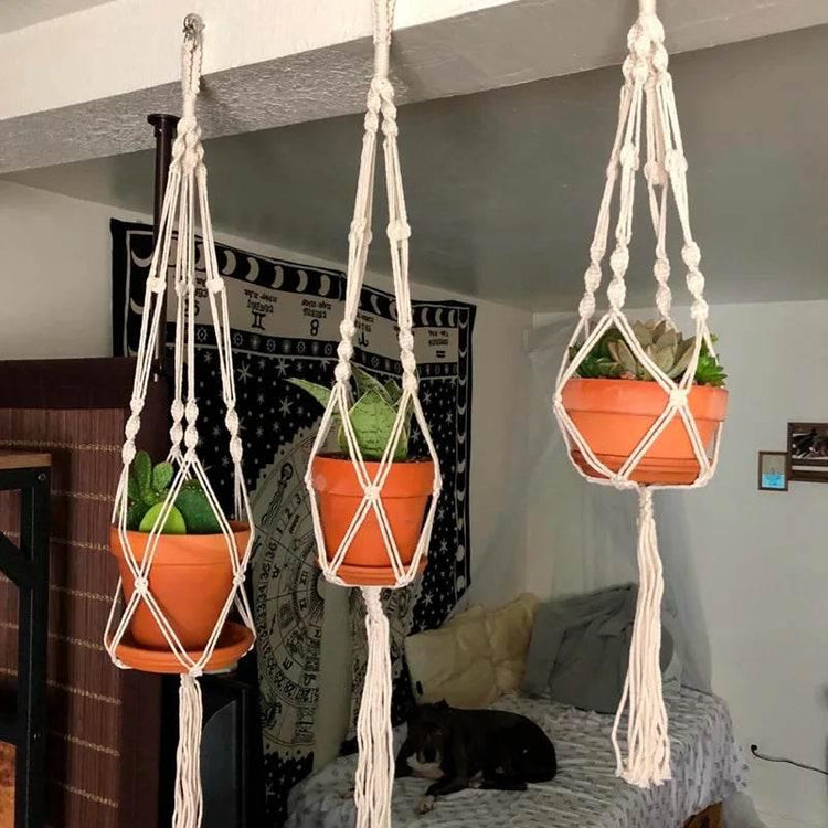 Hanging Plant Handmade Macrame Plant Hanger Flower Pot Planter Hanger Wall Decor Courtyard Garden Hanging Planter Hanging Basket by DSERS
