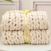 Hand Chunky Knitted Blanket Handmade Coarse Wool Woven Blanket Chenille Thick Blanket Sofa Blanket Photography Prop Blanket by DSERS