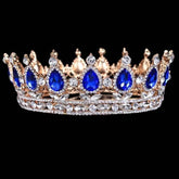 Luxury Retro Gold Color Pink Crystal Round Bridal Crown Classic Baroque Rhinestone Diadem Tiaras Women Wedding Hair Accessories Tiaras by DSERS