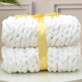 Hand Chunky Knitted Blanket Handmade Coarse Wool Woven Blanket Chenille Thick Blanket Sofa Blanket Photography Prop Blanket by DSERS