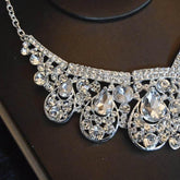 Luxury Big Rhinestone Bridal Jewelry Sets Silver Plated Crystal Crown Tiaras Choker Necklace Earrings Sets Wedding Accessories Tiaras by DSERS