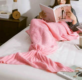 Hot Mermaid Tail Blanket Yarn Knitted Handmade Crochet Mermaid Blanket Super Soft Kids Adults Throw Bed Wrap Bedding 3 Sizes by DSERS