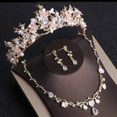 Baroque Gold Color Butterfly Crystal Costume Jewelry Sets Rhinestone Choker Necklace Earrings Tiaras Crown Wedding Jewelry Set by George Black