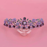 Luxury Baroque Purple Crystal Pearl Bridal Crown Tiara Magnificent Rhinestone Diadem for Bride Headband Wedding Hair Accessories Tiaras by DSERS