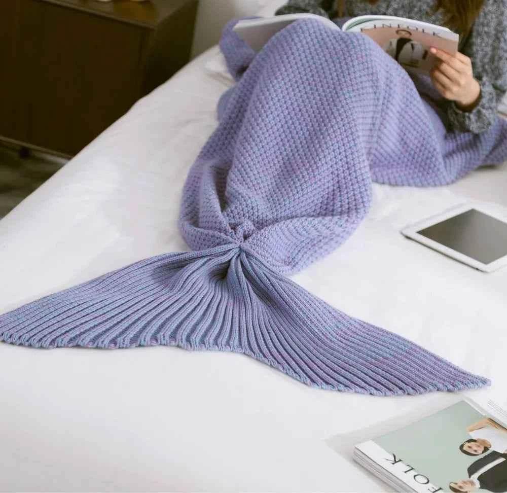 Hot Mermaid Tail Blanket Yarn Knitted Handmade Crochet Mermaid Blanket Super Soft Kids Adults Throw Bed Wrap Bedding 3 Sizes by DSERS