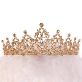 Baroque Gold Color Champagne Crystal Heart Bridal Tiara Crown Rhinestone Pageant Diadem Veil Tiara Headband Wedding Hair Jewelry Tiaras by DSERS