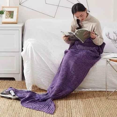 Hot Mermaid Tail Blanket Yarn Knitted Handmade Crochet Mermaid Blanket Super Soft Kids Adults Throw Bed Wrap Bedding 3 Sizes by DSERS