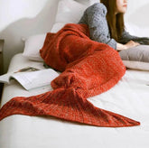 Hot Mermaid Tail Blanket Yarn Knitted Handmade Crochet Mermaid Blanket Super Soft Kids Adults Throw Bed Wrap Bedding 3 Sizes by DSERS