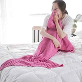Hot Mermaid Tail Blanket Yarn Knitted Handmade Crochet Mermaid Blanket Super Soft Kids Adults Throw Bed Wrap Bedding 3 Sizes by DSERS