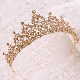 Baroque Gold Color Champagne Crystal Heart Bridal Tiara Crown Rhinestone Pageant Diadem Veil Tiara Headband Wedding Hair Jewelry Tiaras by DSERS
