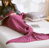 Hot Mermaid Tail Blanket Yarn Knitted Handmade Crochet Mermaid Blanket Super Soft Kids Adults Throw Bed Wrap Bedding 3 Sizes by DSERS