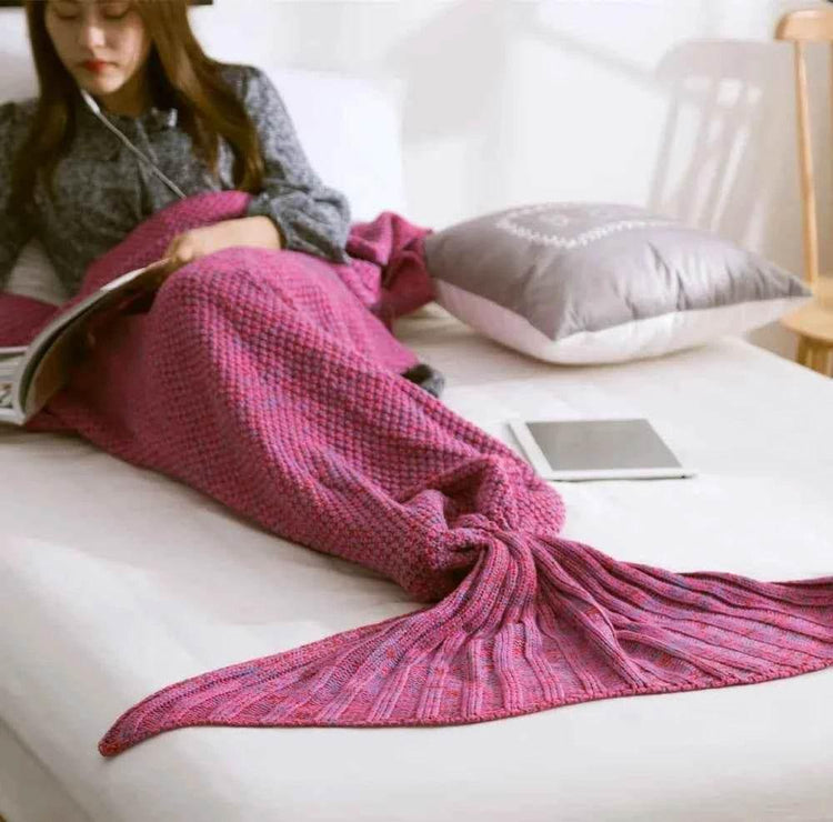 Hot Mermaid Tail Blanket Yarn Knitted Handmade Crochet Mermaid Blanket Super Soft Kids Adults Throw Bed Wrap Bedding 3 Sizes by DSERS
