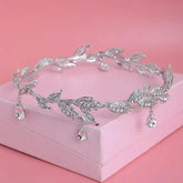 Luxury Crystal Crown Bridal Hair Accessories Wedding Rhinestone Waterdrop Leaf Tiara Crown Headband Frontlet Brides Hair Jewelry Tiaras by DSERS