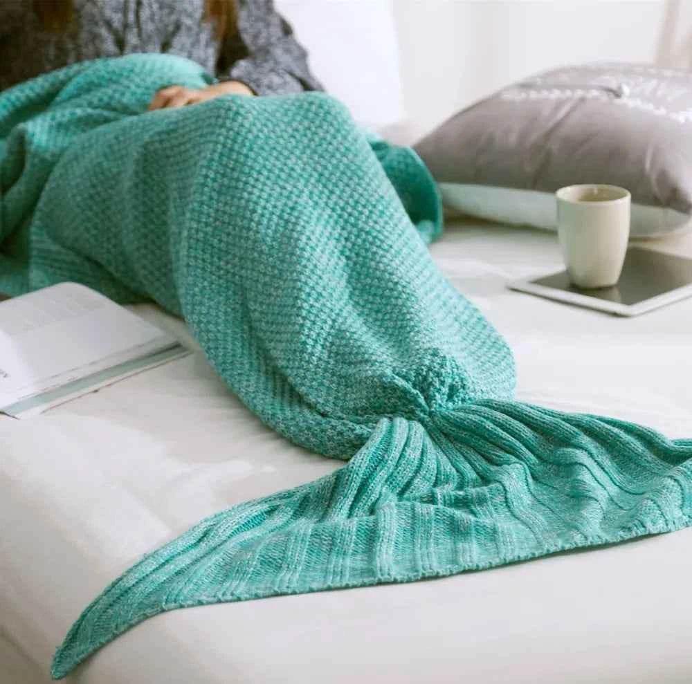 Hot Mermaid Tail Blanket Yarn Knitted Handmade Crochet Mermaid Blanket Super Soft Kids Adults Throw Bed Wrap Bedding 3 Sizes by DSERS