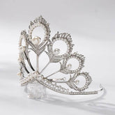 Luxury Miss Universe Crown Round Wedding Crystal Pearl Crowns Peacock Feather Tiaras Rhinestone Pageant Diadem CZ Coroa Novia Tiaras by DSERS
