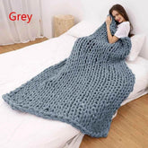 Hand Chunky Knitted Blanket Handmade Coarse Wool Woven Blanket Chenille Thick Blanket Sofa Blanket Photography Prop Blanket by DSERS