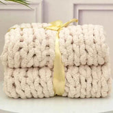 Hand Chunky Knitted Blanket Handmade Coarse Wool Woven Blanket Chenille Thick Blanket Sofa Blanket Photography Prop Blanket by DSERS