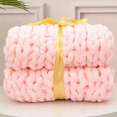 Hand Chunky Knitted Blanket Handmade Coarse Wool Woven Blanket Chenille Thick Blanket Sofa Blanket Photography Prop Blanket by DSERS