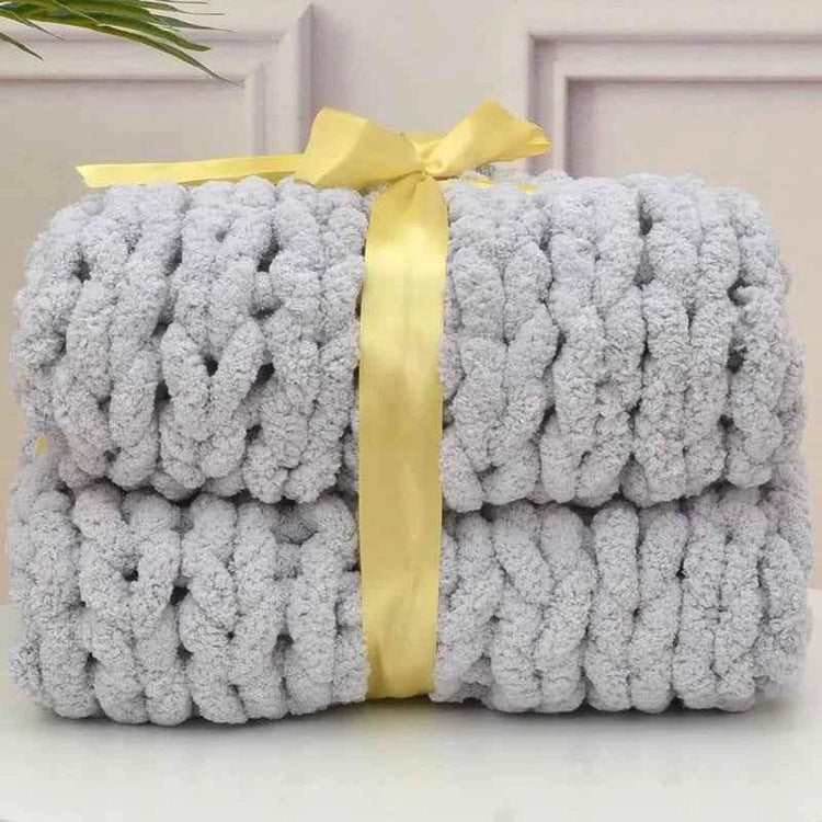 Hand Chunky Knitted Blanket Handmade Coarse Wool Woven Blanket Chenille Thick Blanket Sofa Blanket Photography Prop Blanket by DSERS