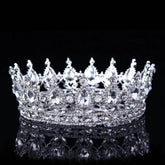 Luxury Retro Gold Color Pink Crystal Round Bridal Crown Classic Baroque Rhinestone Diadem Tiaras Women Wedding Hair Accessories Tiaras by DSERS