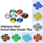100g/3.52oz(Approx. 18-25pcs) Oblate Bead Glass Mosaic Tiles Colorful Round Mosaic Making Material Multi Diameter DIY Craft Tile by DSERS