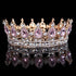 Luxury Retro Gold Color Pink Crystal Round Bridal Crown Classic Baroque Rhinestone Diadem Tiaras Women Wedding Hair Accessories Tiaras by DSERS
