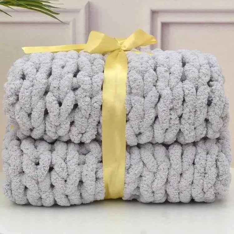 Hand Chunky Knitted Blanket Handmade Coarse Wool Woven Blanket Chenille Thick Blanket Sofa Blanket Photography Prop Blanket by DSERS