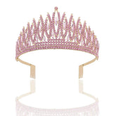 Baroque Sparkling Pink Crystal Bridal Tiaras Gold Color Rhinestone Pageant Crowns With Combs Headbands Wedding Hair Accessories Tiaras by DSERS