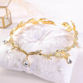 Luxury Crystal Crown Bridal Hair Accessories Wedding Rhinestone Waterdrop Leaf Tiara Crown Headband Frontlet Brides Hair Jewelry Tiaras by DSERS