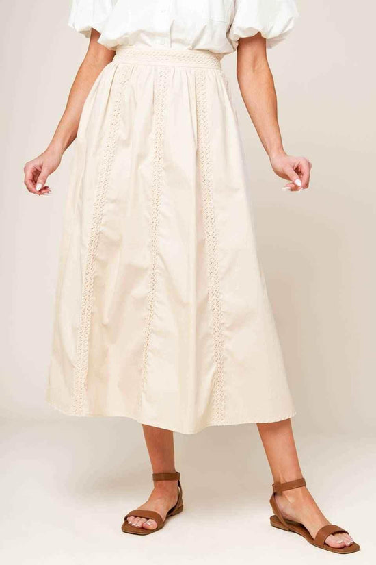 LAYTON CREAM WOVEN MIDI SKIRT SKIRTS by Flying Tomato