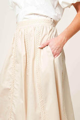 LAYTON CREAM WOVEN MIDI SKIRT SKIRTS by Flying Tomato
