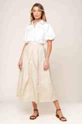 LAYTON CREAM WOVEN MIDI SKIRT SKIRTS by Flying Tomato