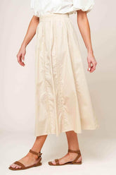 LAYTON CREAM WOVEN MIDI SKIRT SKIRTS by Flying Tomato