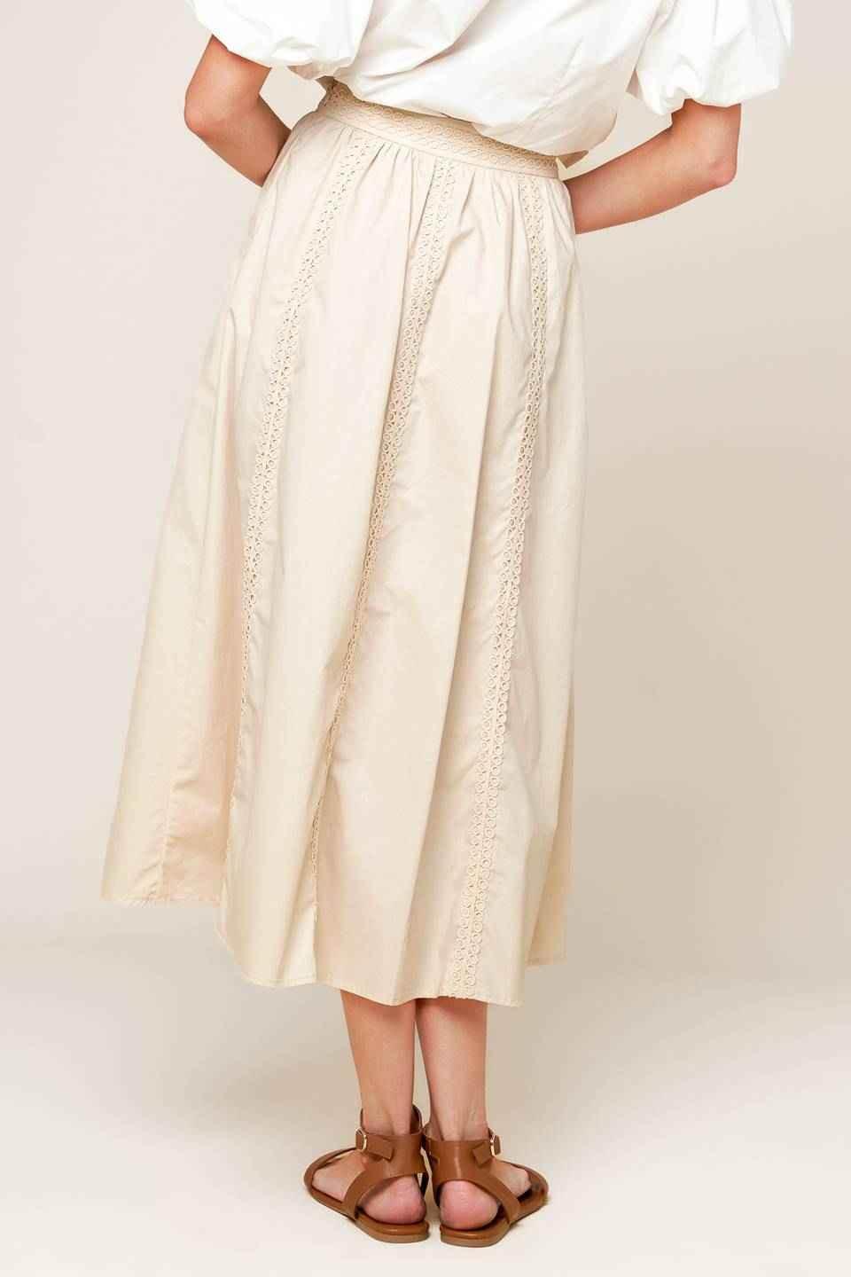 LAYTON CREAM WOVEN MIDI SKIRT SKIRTS by Flying Tomato