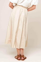 LAYTON CREAM WOVEN MIDI SKIRT SKIRTS by Flying Tomato