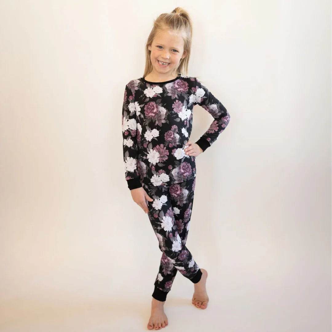 Two Piece Pajama Set Midnight Peony by Khlobe