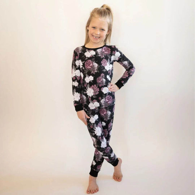 Two Piece Pajama Set Midnight Peony by Khlobe