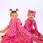 Convertible Ruffle Zippy Pink Checker by Khlobe