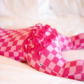 Convertible Ruffle Zippy Pink Checker by Khlobe