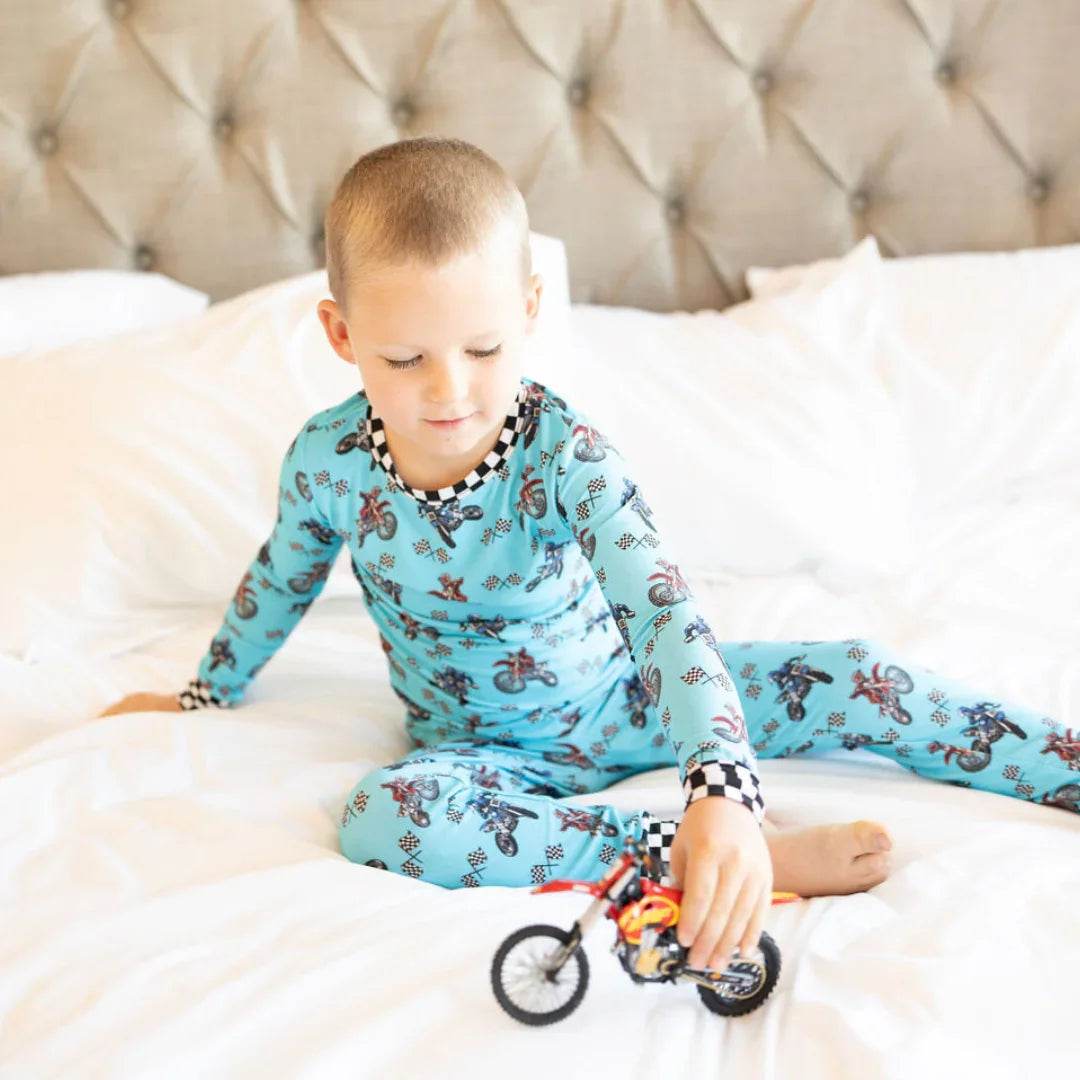 Two Piece Pajama Set Sky Moto by Khlobe