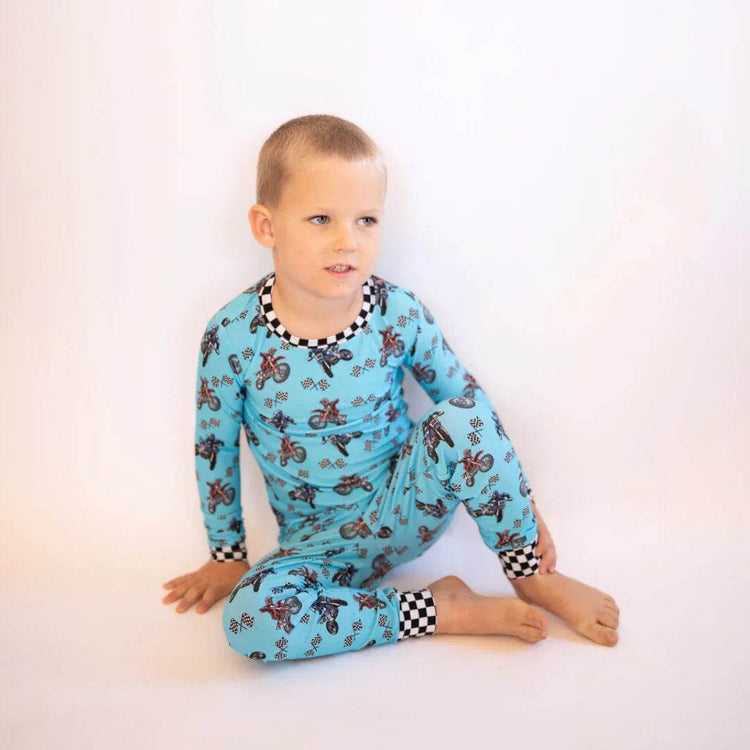 Two Piece Pajama Set Sky Moto by Khlobe
