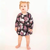 Ruffle Dress Long Sleeve Midnight Peony by Khlobe