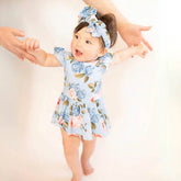 Ruffle Dress Short Sleeve Azul Rose by Khlobe