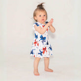 Ruffle Dress Short Sleeve Red White & Bows by Khlobe