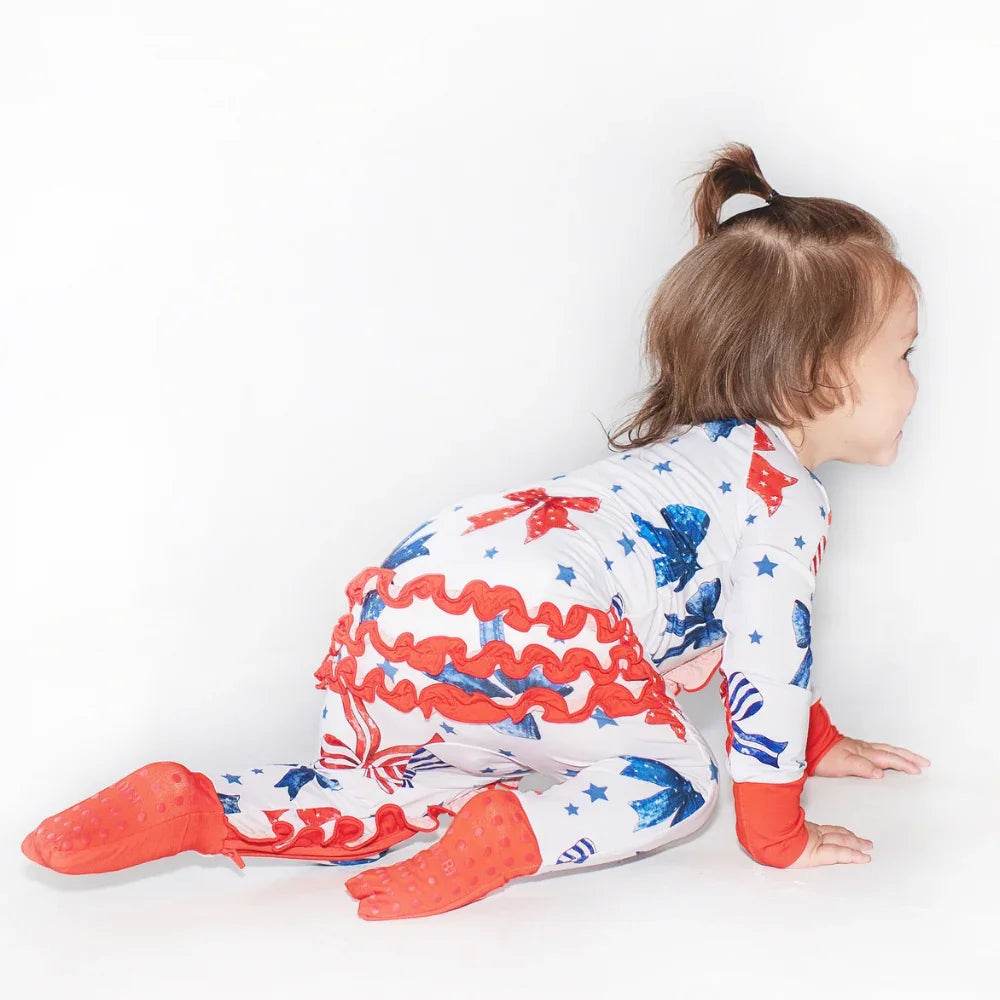 Convertible Ruffle Zippy Red White & Bows by Khlobe
