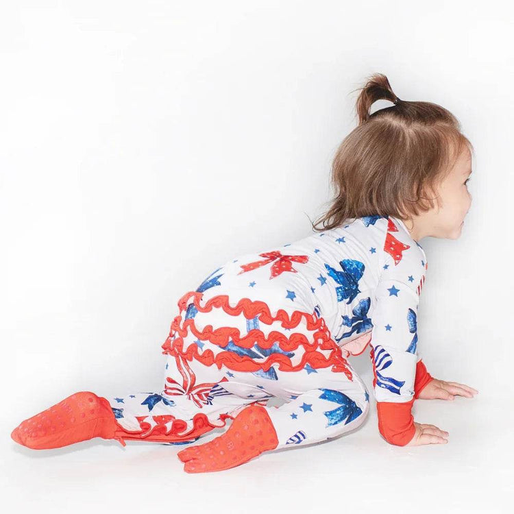 Convertible Ruffle Zippy Red White & Bows by Khlobe